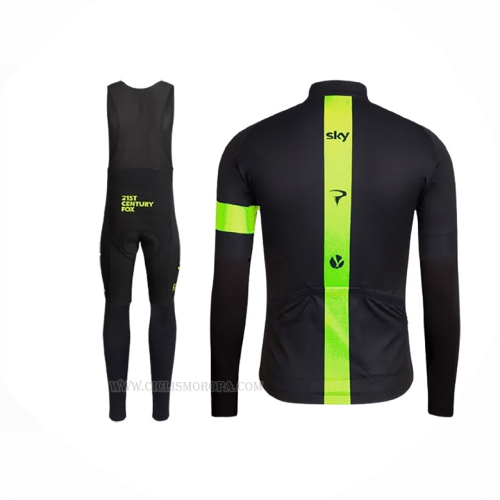 2016 Ropa Ciclismo Sky Verde Negro Mangas Largas y Culotte Lunga